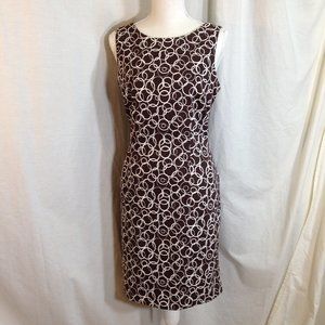 Womens Dress Sleeveless Shift Stretch Summer AGB Brown Geometric Dress Size 10